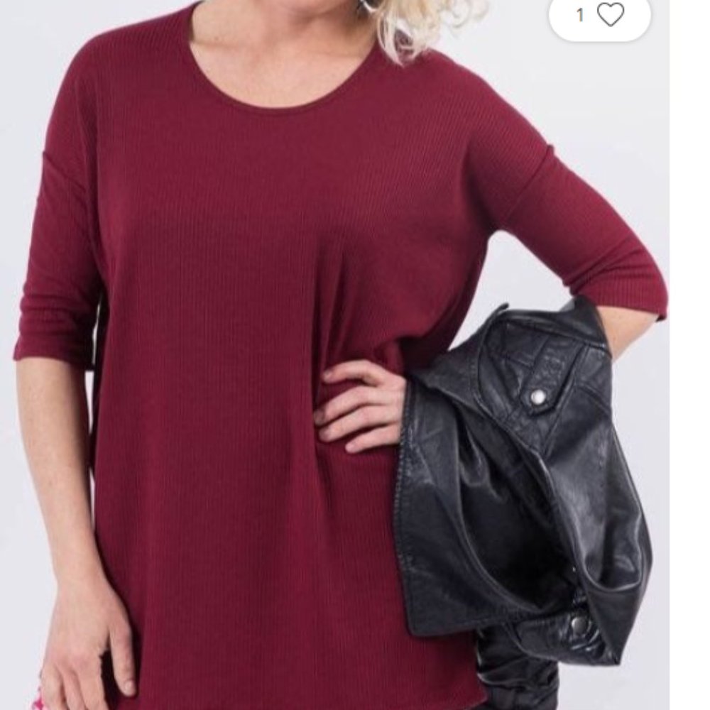 Hi-lo burgundy ribbed tunic